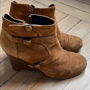 Suede wedge booties